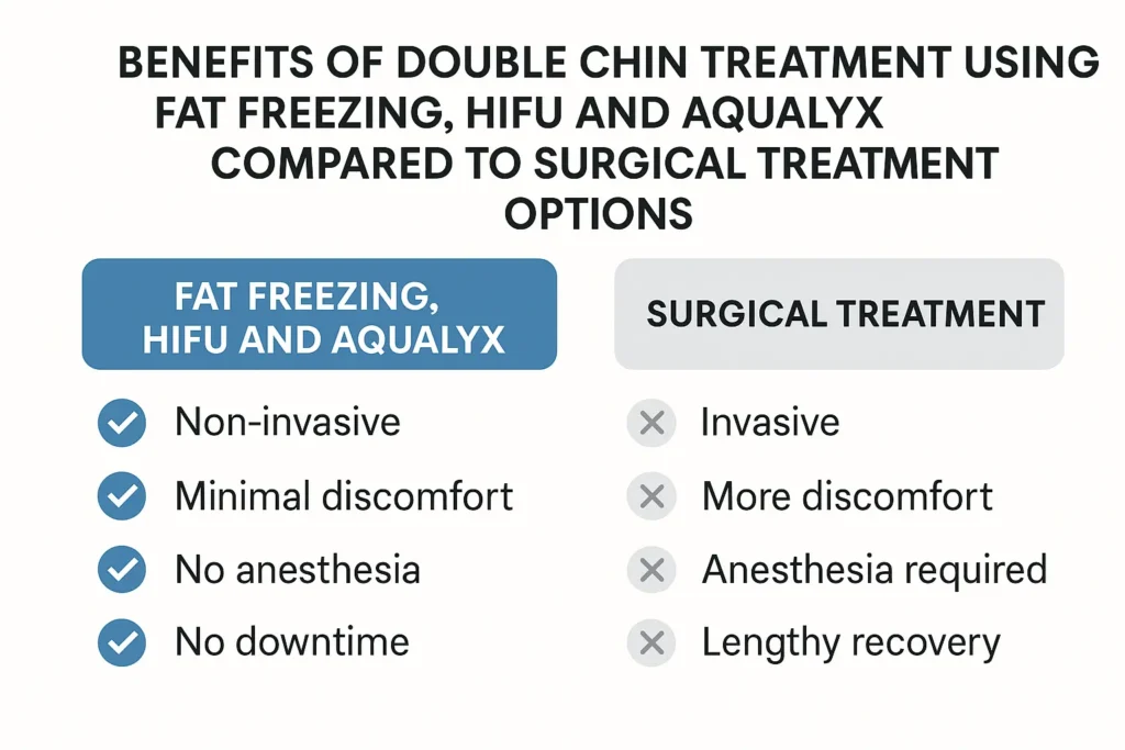 Graphic about the benefits of double chin treatment Ruislip - from LA LIPO