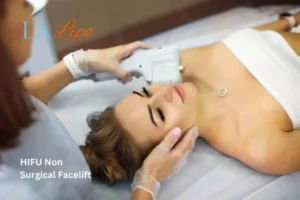 Woman having Hi-Fu to reduce wrinkles Ruislip.