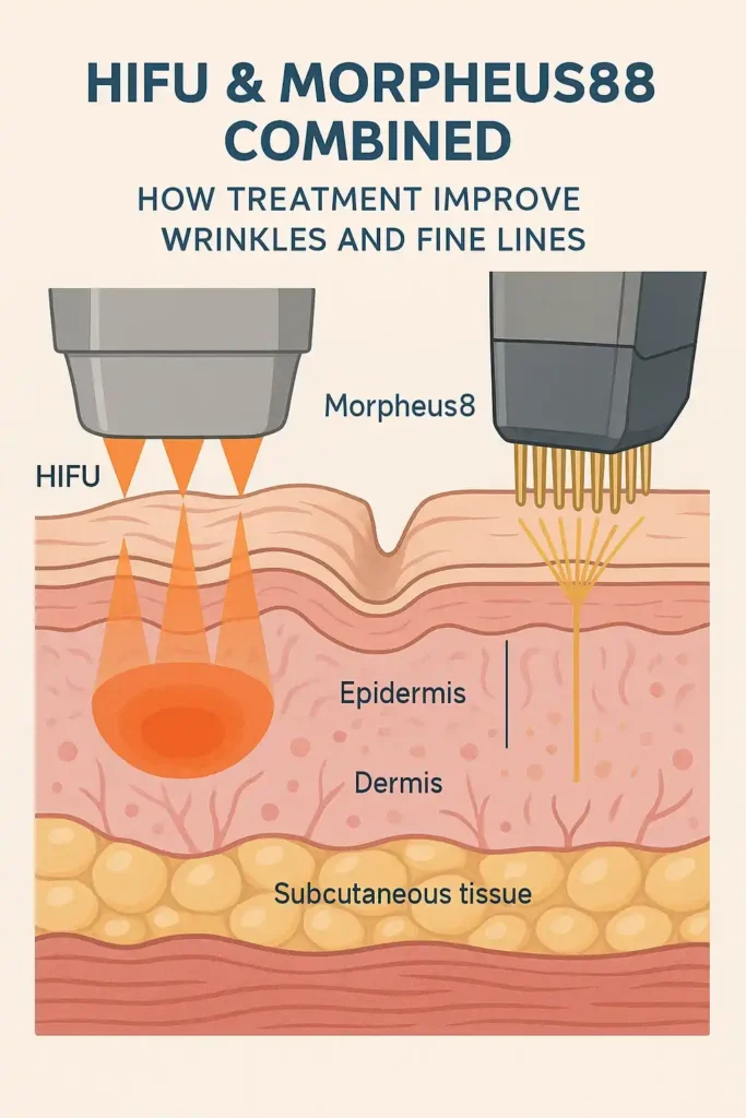 Diagram showing HIFU & Morpeus8 Ruislip and the benefits for reduction in wrinkles and fine lines